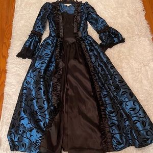 Victorian Choice Black Blue Ren Faire Gothic Dark Fantasy Dress, Theater